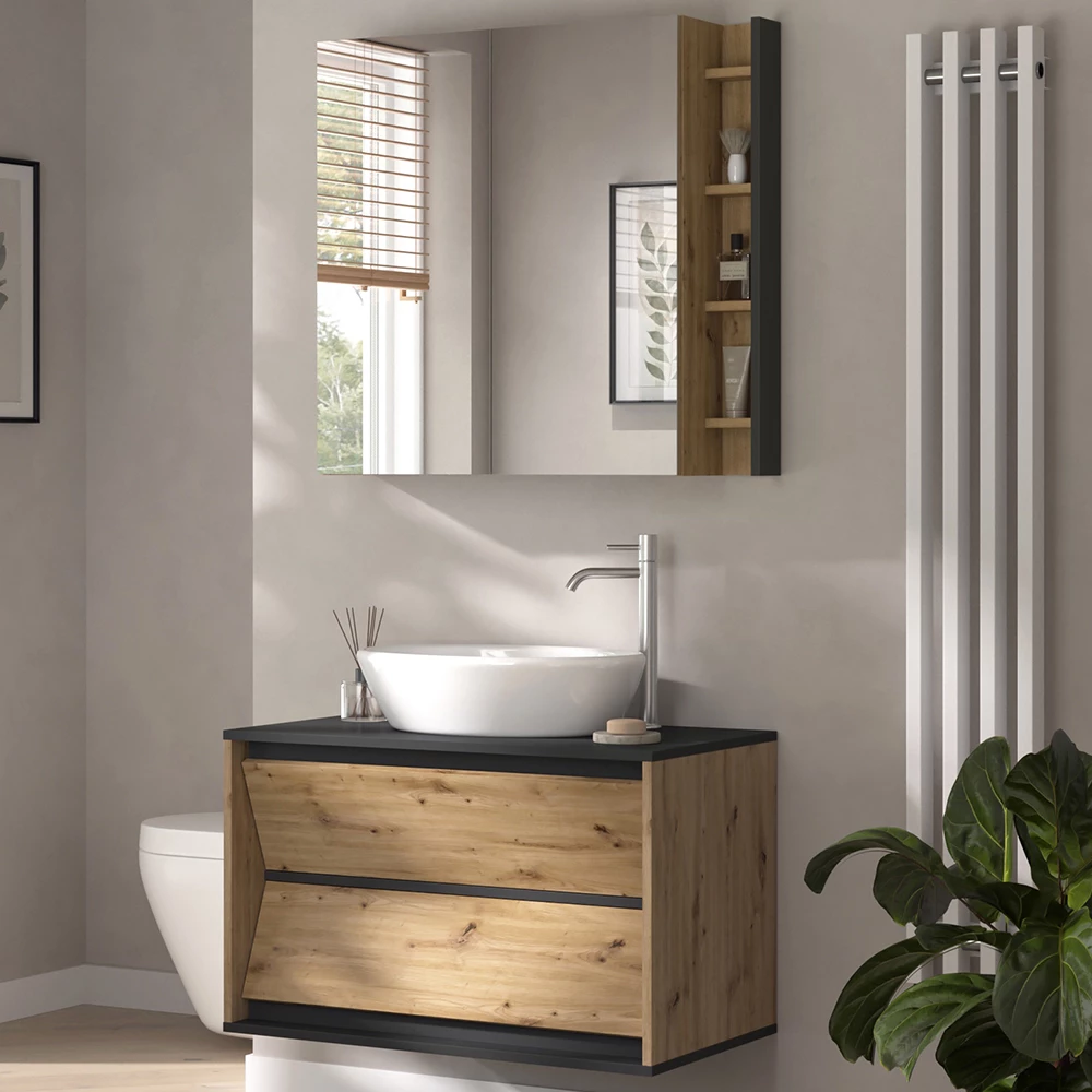 Close-up of Set di mobili da bagno in Antracite, showing design and surface details