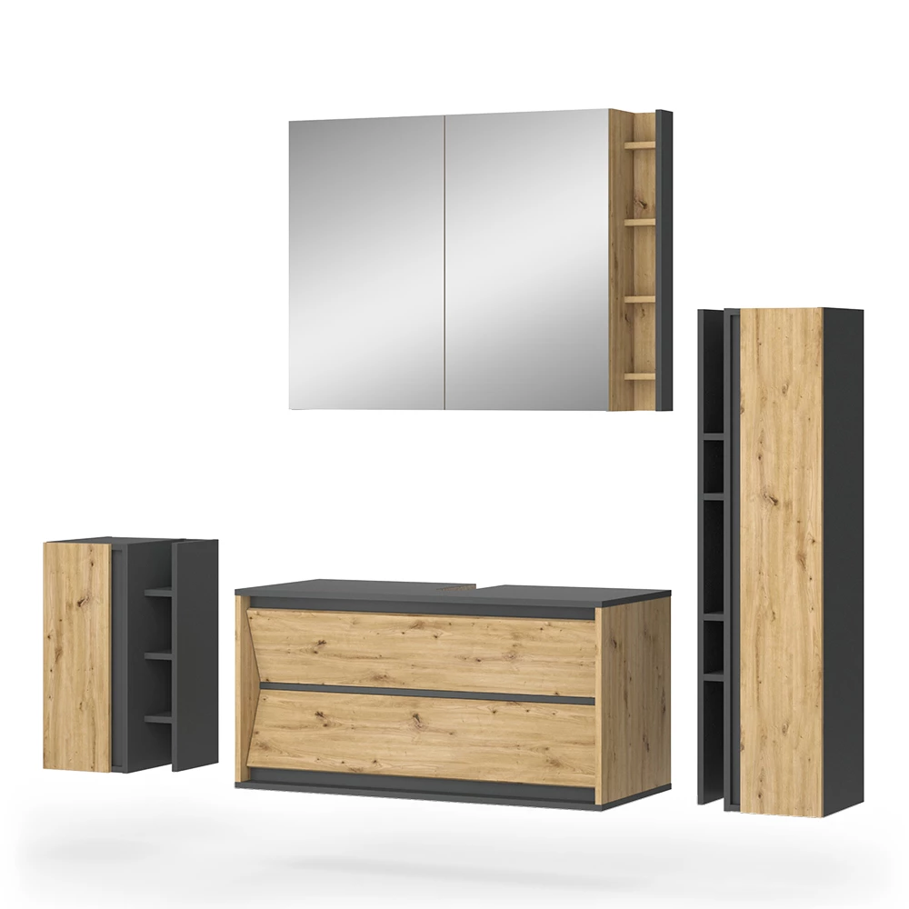 Set di mobili da bagno in Antracite on white background