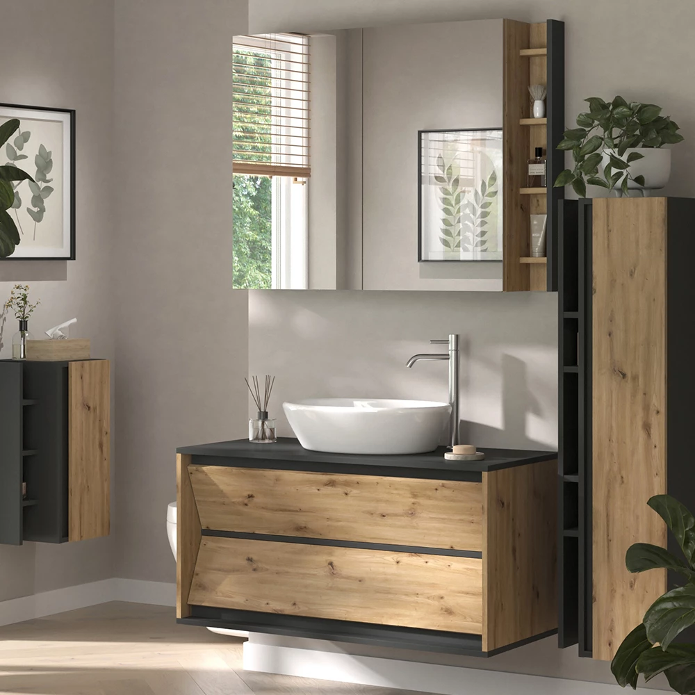 Close-up of Set di mobili da bagno in Antracite, showing design and surface details