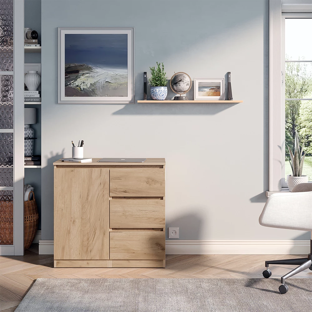 Kommode mit Schreibtisch Varino Goldkraft Eiche 80 x 75.5 cm ausziehbar Vicco № 32329
