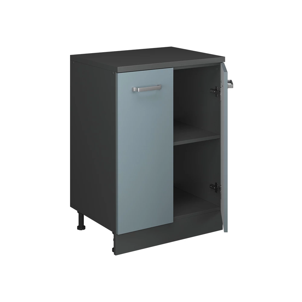Küchenschrank für Dachschrägen R-Line Blau-Grau 60 cm ohne Schräge mit 2 Türen Vicco | Blau-Grau/Anthrazit | Erweiterungsschrank 60 cm | T46