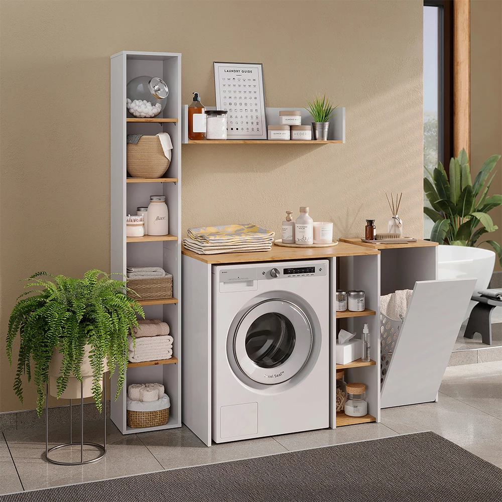 Wasmachinekast Viktor Wit/Artisanaal eiken 93.6 x 88.2 cm Vicco