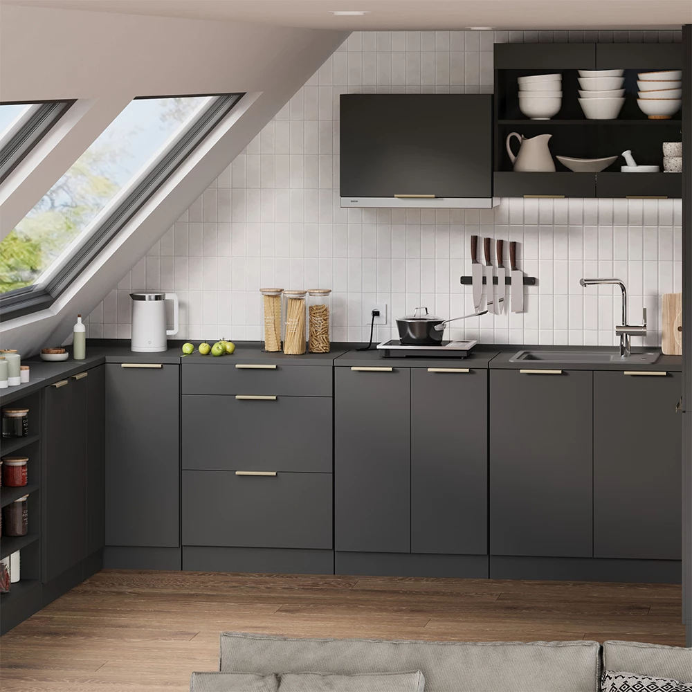 Meuble sous pente R-Line Anthracite-or 60cm sans pente avec 2 portes Vicco