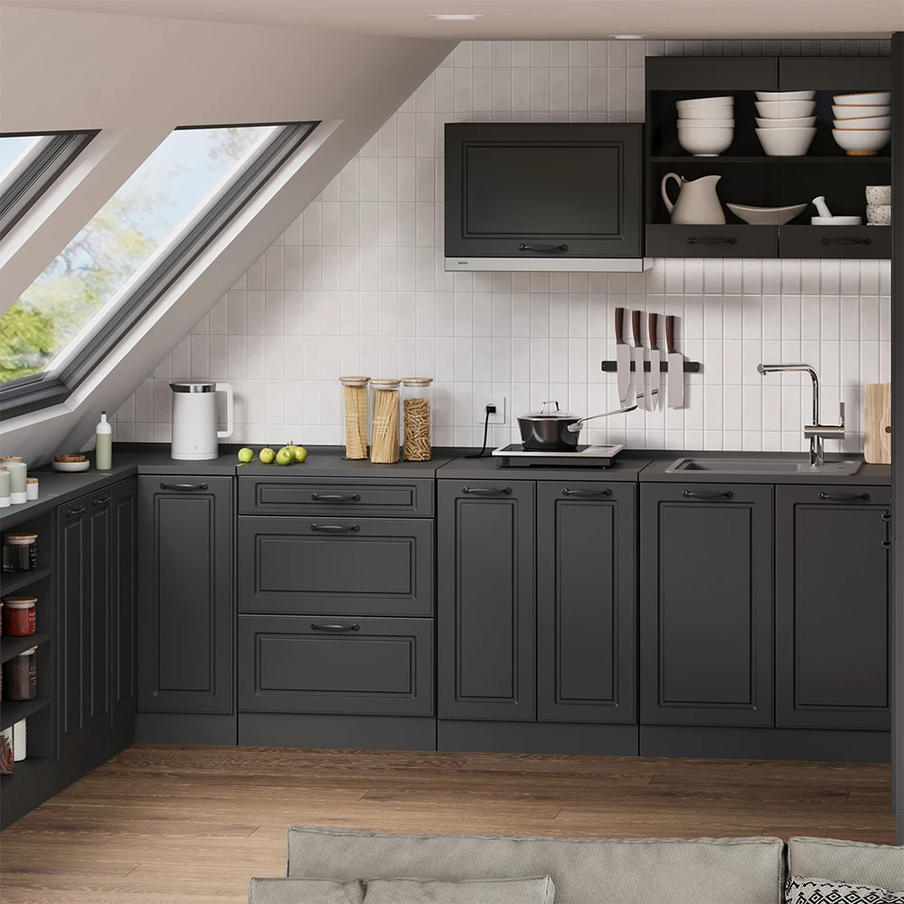 Meuble sous pente R-Line Anthracite 40cm 4 compartiments, 60 cm de profondeur Vicco