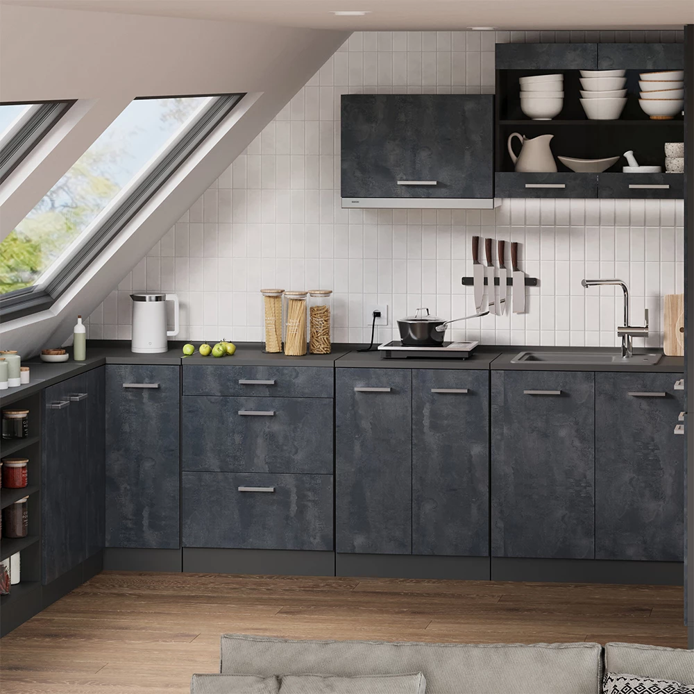 Meuble sous pente R-Line Béton noir 60cm avec 2 tiroirs Vicco