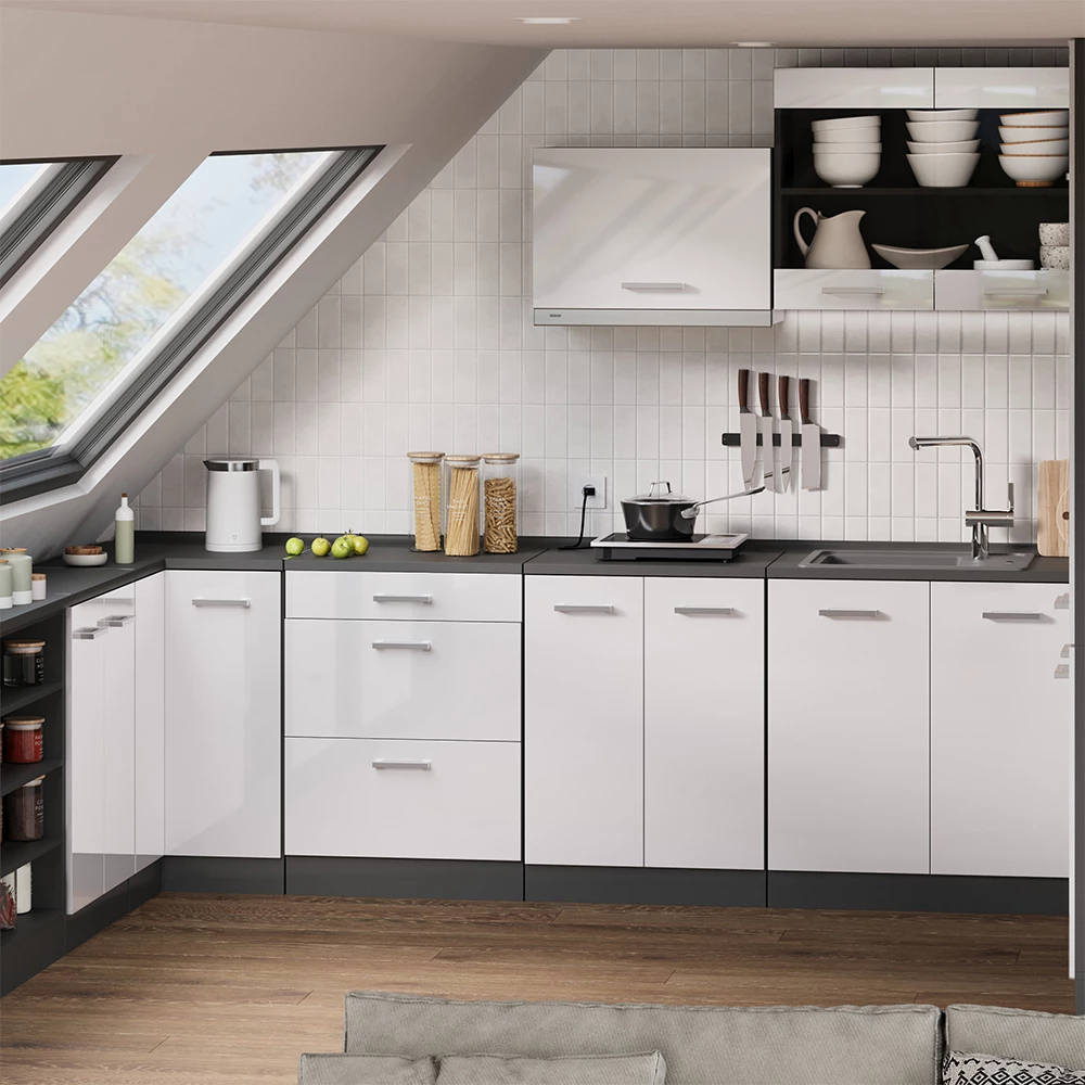 Meuble sous pente R-Line Blanc Haute brillance 60cm avec 2 tiroirs Vicco
