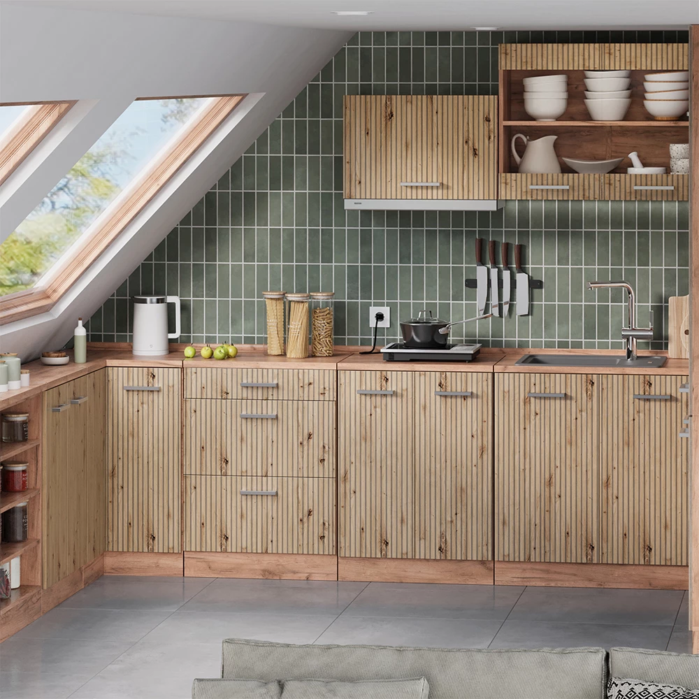 Meuble sous pente R-Line Chêne Artisan 60cm sans pente avec 2 portes Vicco