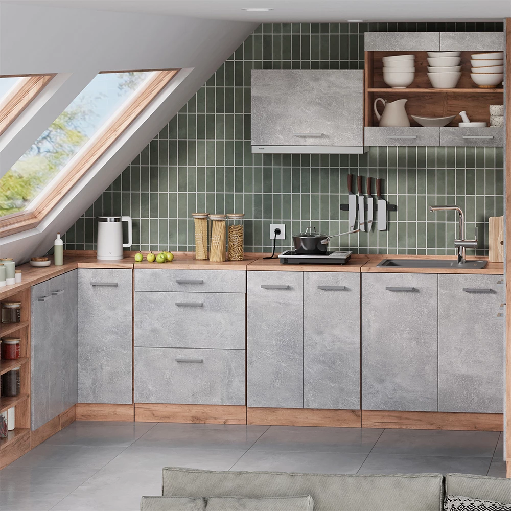 Meuble sous pente R-Line Béton 60cm avec 2 portes Vicco