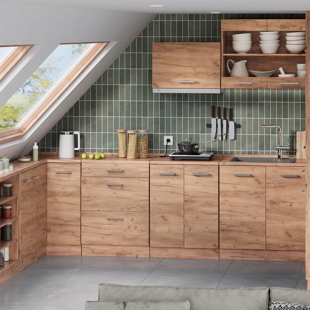 Meuble sous pente R-Line Chêne de force doré 40cm 4 compartiments, 60 cm de profondeur Vicco