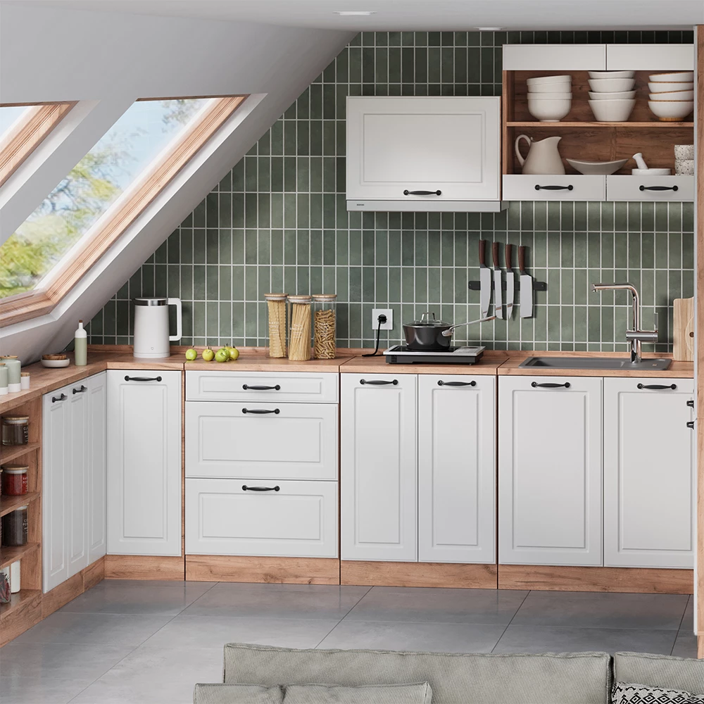 Meuble sous pente R-Line Blanc campagne 120cm Lot de 2 caissons 60 cm de profondeur Vicco