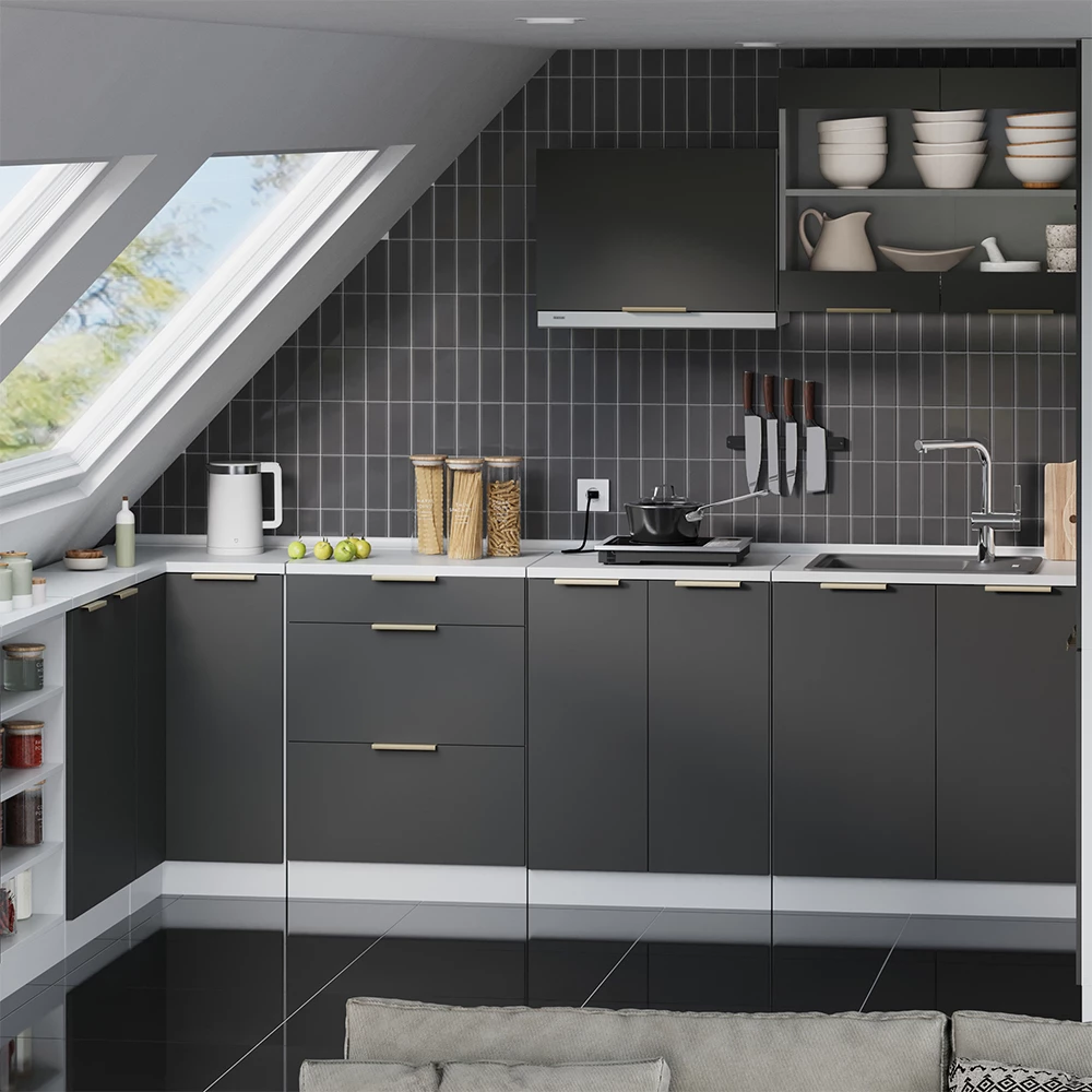 Meuble sous pente R-Line Anthracite-or 60cm 2 tiroirs, 60 cm de profondeur Vicco