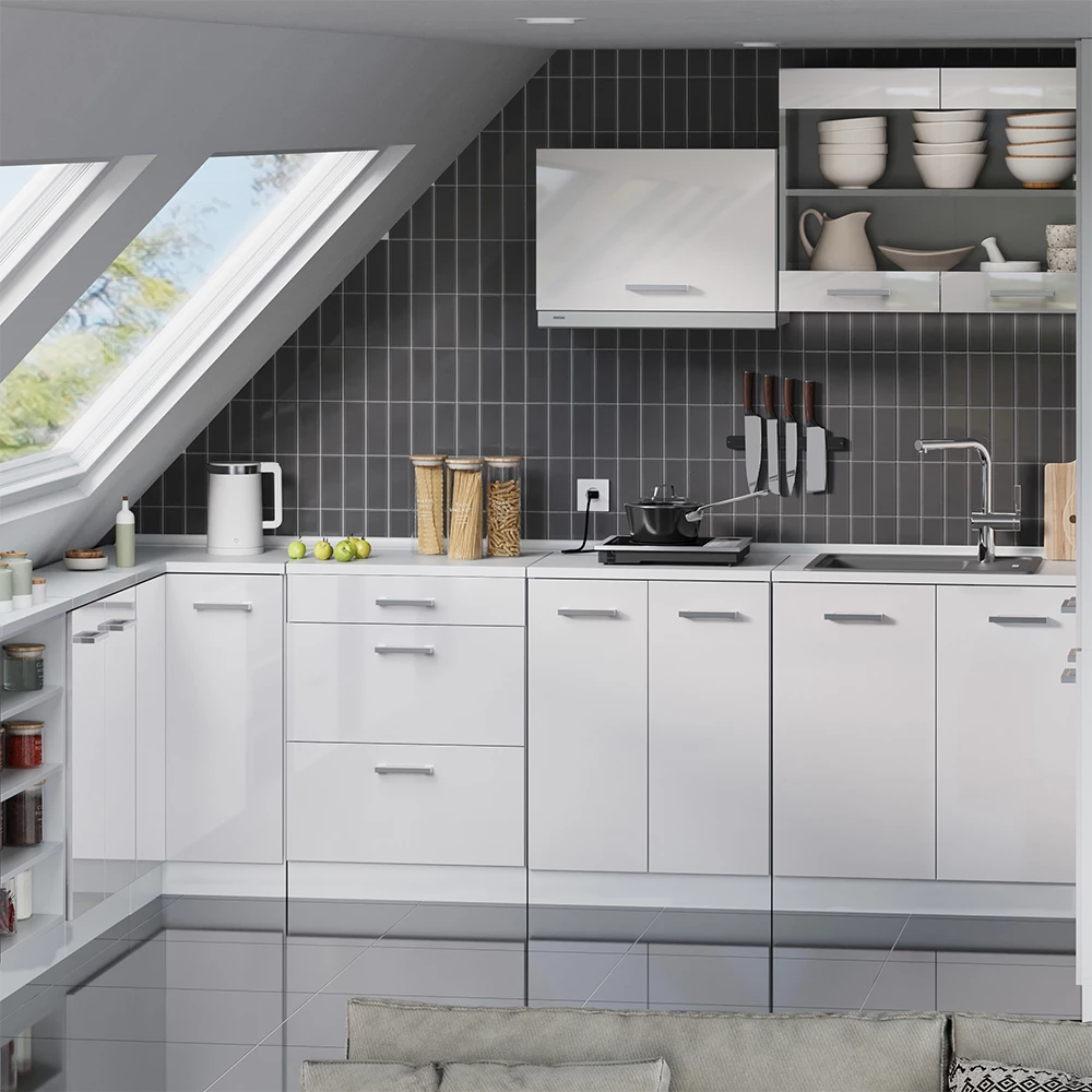 Meuble sous pente R-Line Blanc Haute brillance 60cm sans pente avec 2 portes Vicco