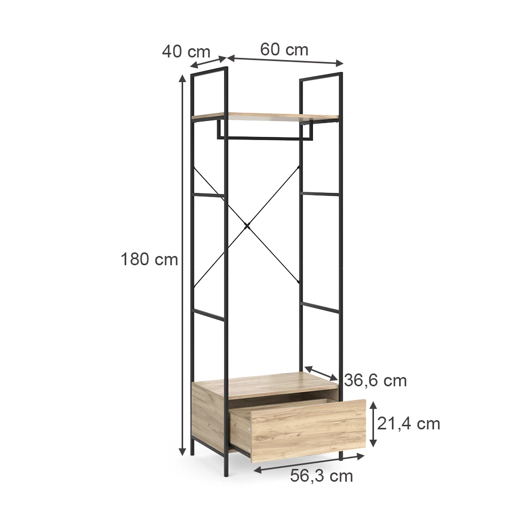 Garderobe i farven Træ på hvid baggrund