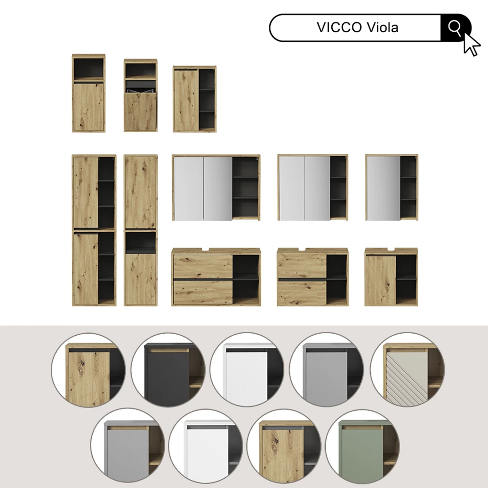 Badkamermeubelset Viola Artisanaal eiken 4-delig Vicco