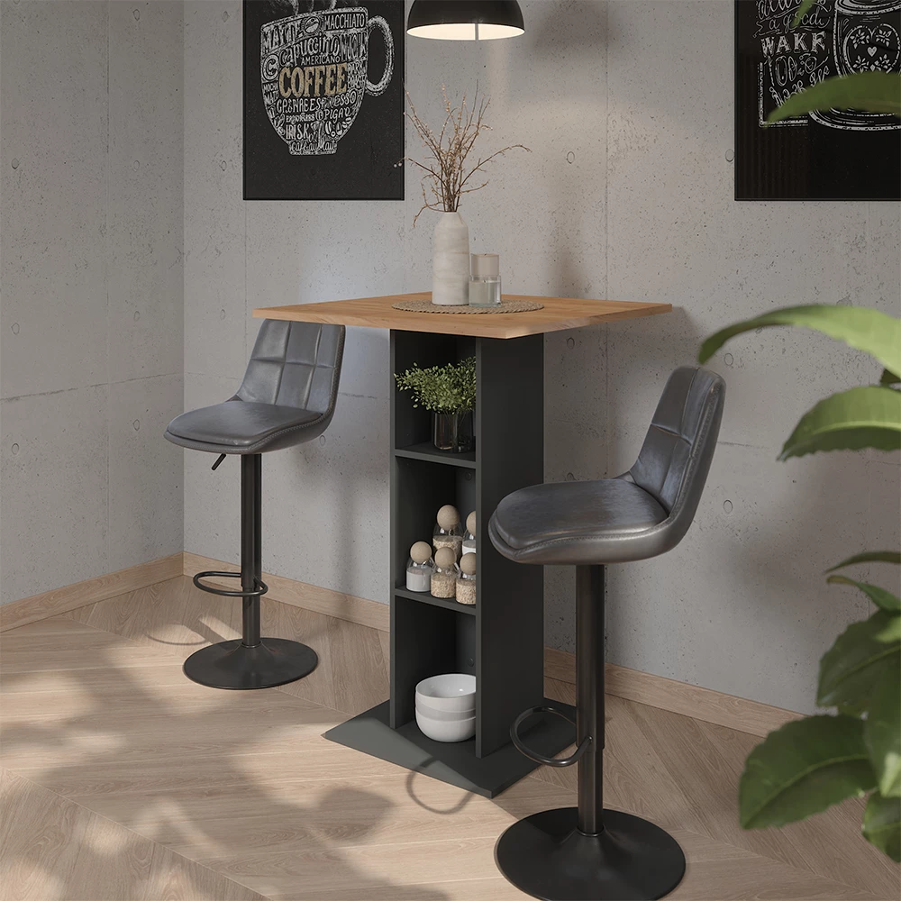 Barhocker 2er Set Sena Grau/Schwarz 38.5 x 86 cm Vicco