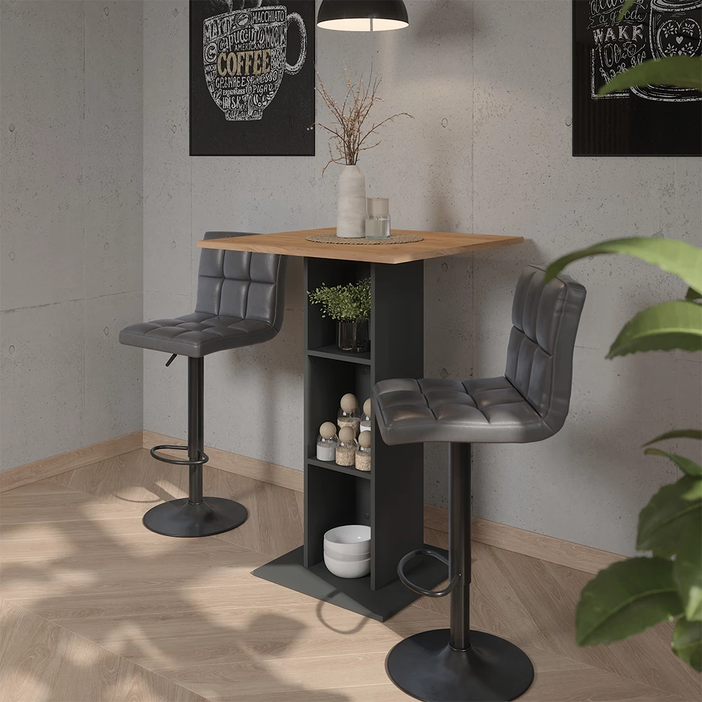 Barhocker 2er Set Sena Grau/Schwarz 42 x 94 cm Vicco