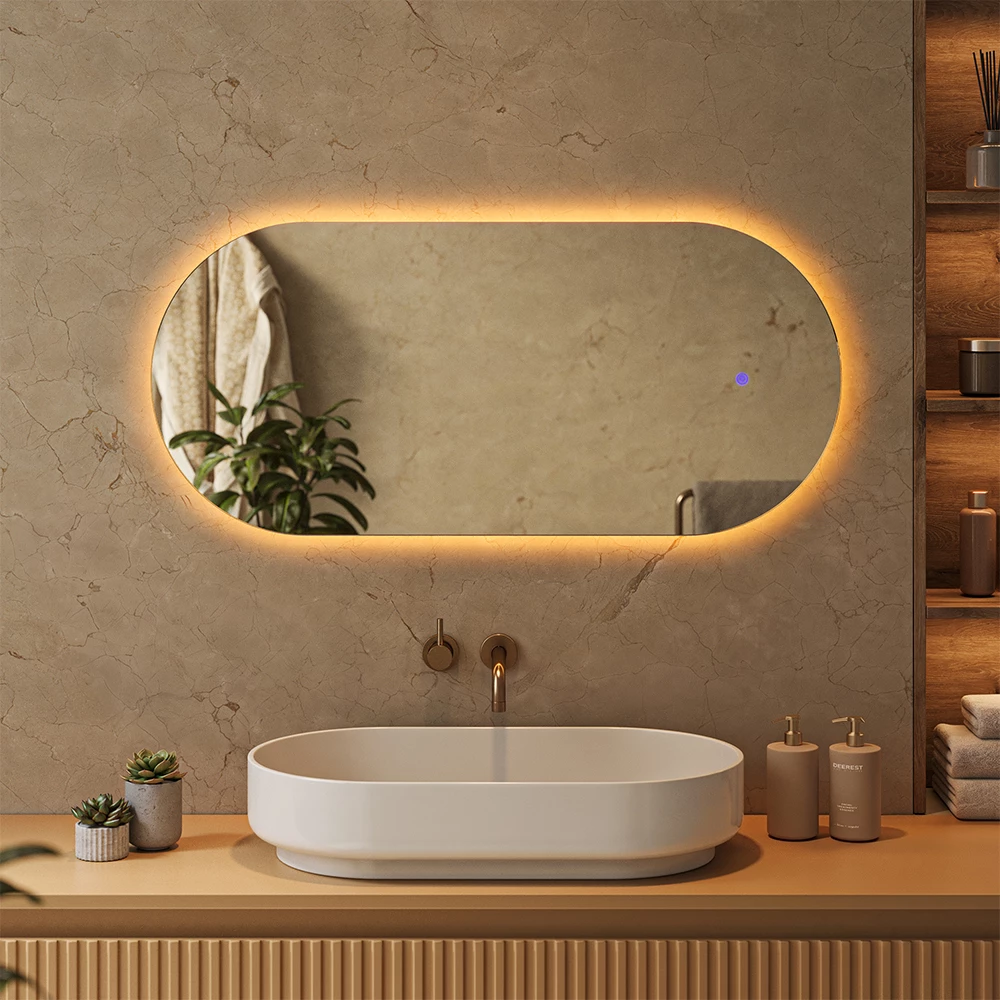 Badezimmerspiegel  Weiß 110 x 50 cm mit LED Beleuchtung livinity®