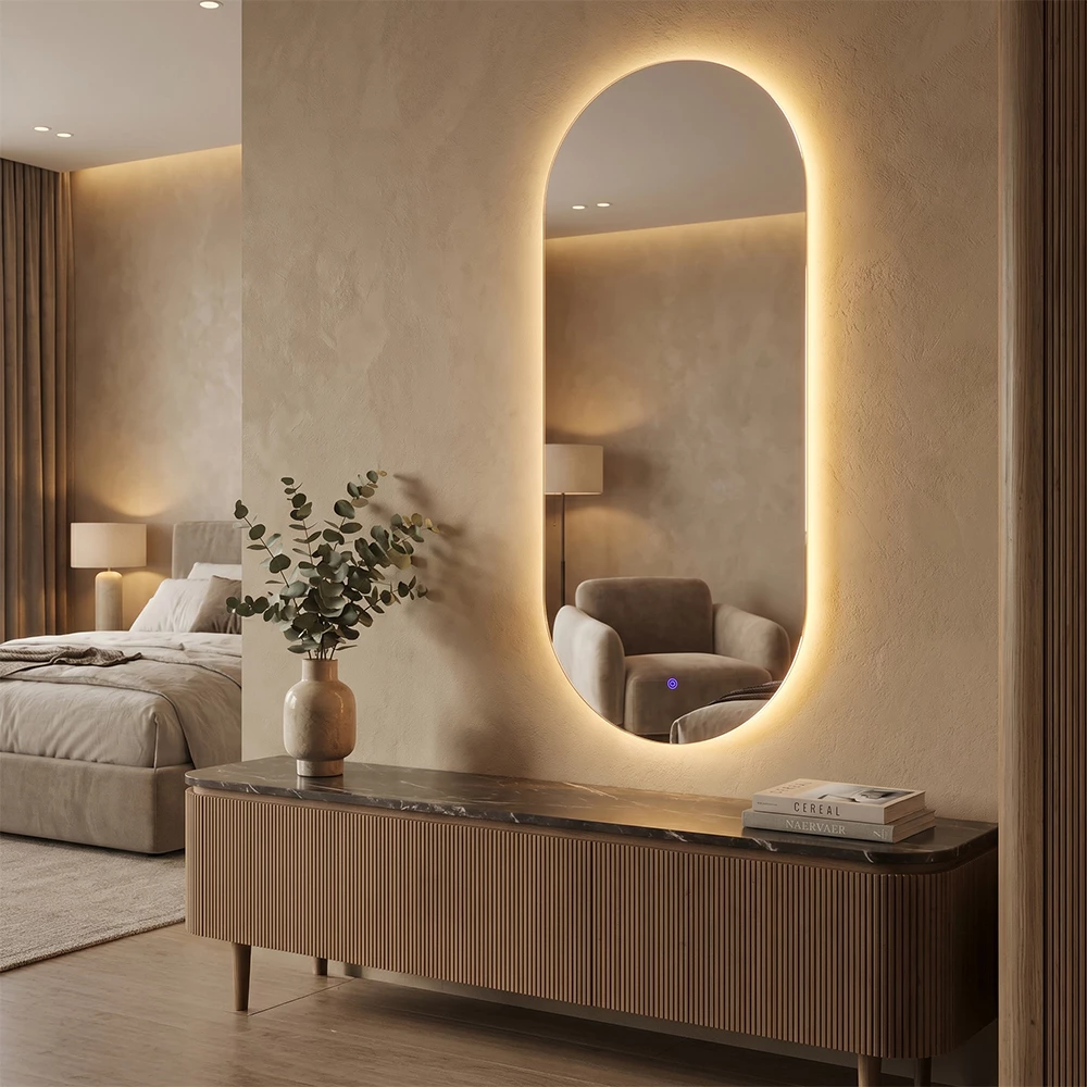 Badezimmerspiegel  Weiß 110 x 50 cm mit LED Beleuchtung livinity®
