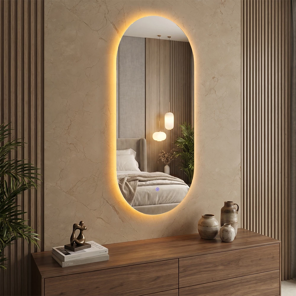Badezimmerspiegel  Weiß 110 x 50 cm mit LED Beleuchtung livinity®
