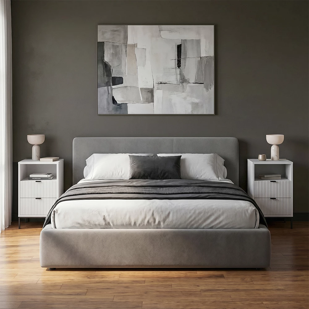 Nachttisch Eliza Weiß/Schwarz 40 x 66 cm mit 2 Schubladen & 1 Fach Vicco | Weiß/Schwarz | Einzel