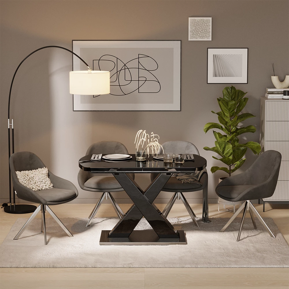Esstisch Chinto Schwarz 120-160 x 80 cm ausziehbar livinity®