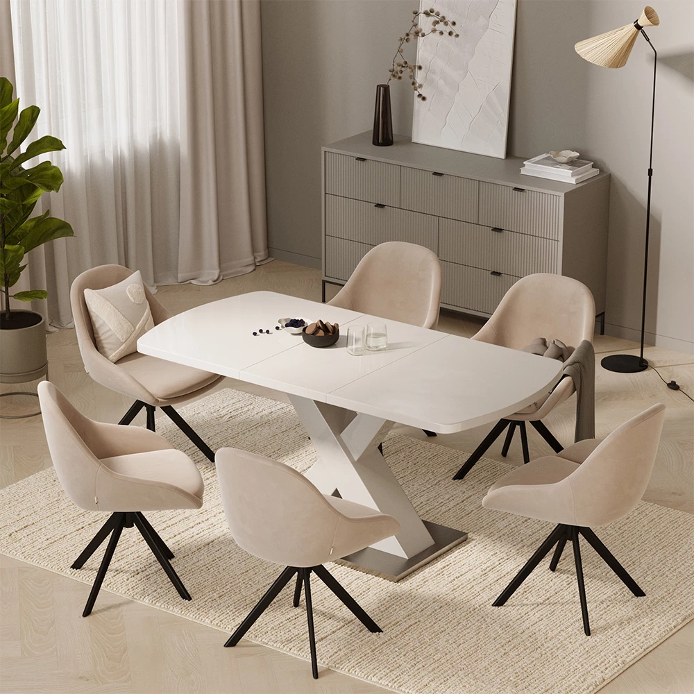 Esstisch Chinto Weiß 120-160 x 80 cm ausziehbar livinity®