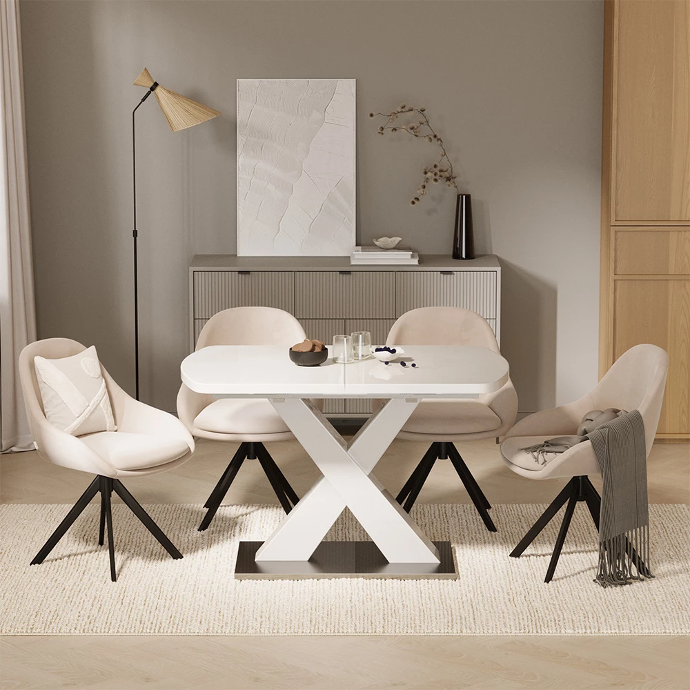 Esstisch Chinto Weiß 120-160 x 80 cm ausziehbar livinity®