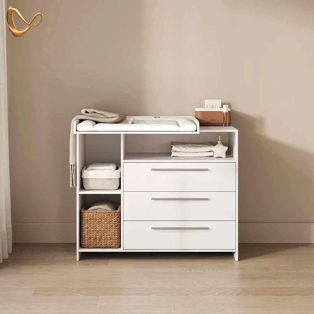 Wickelkommode Nera Weiß mit Wickelaufsatz livinity®