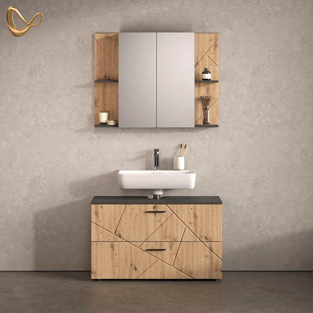 Badmöbel-Set Ronco Anthrazit/Artisan-Eiche 2-teilig livinity®