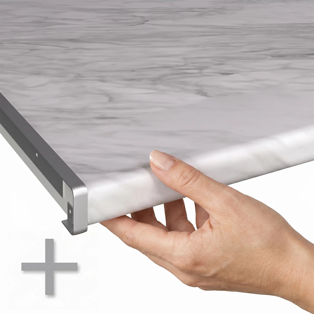 Keukenonderkast R-Line Zwart hoogglans/Wit 50 cm marmer werkblad Vicco