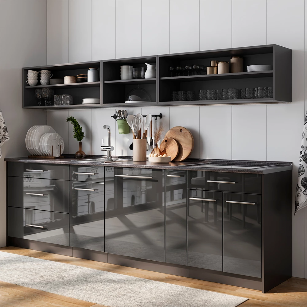 Elément haut de cuisine Fame-Line Anthracite Haute brillance/Anthracite 60cm Vicco