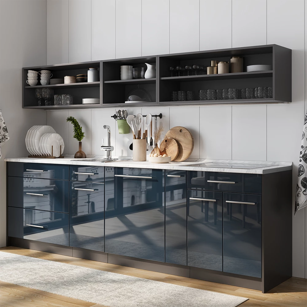 Apotheekkast Fame-Line Donkerblauw hoogglans/Antraciet 20 cm zonder werkblad Vicco