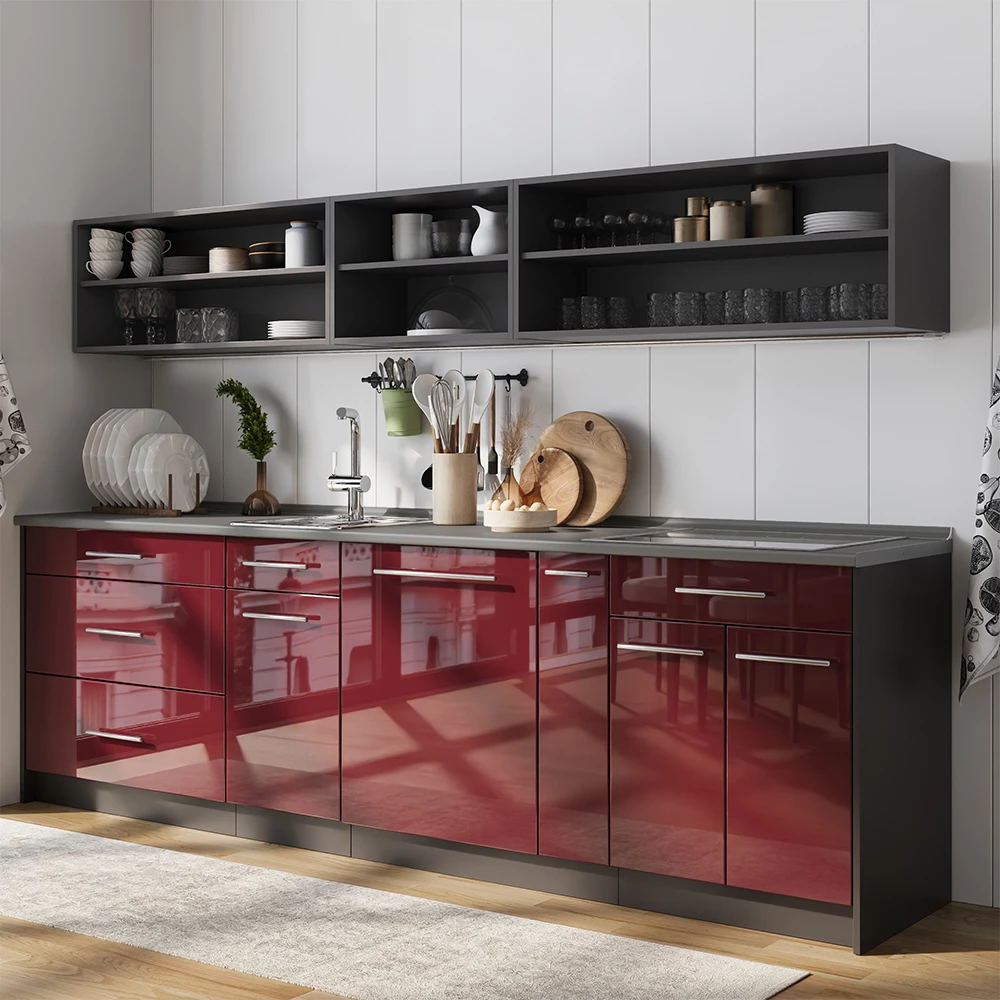 Apotheekkast Fame-Line Bordeauxrode hoogglans/Antraciet 20 cm zonder werkblad Vicco