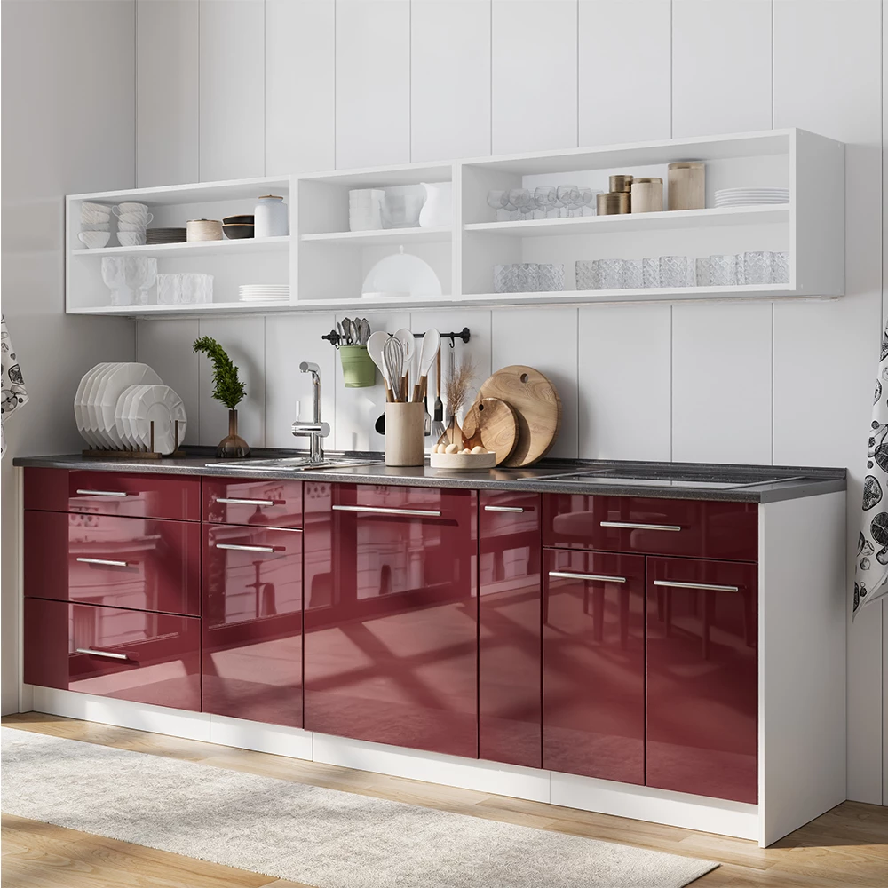 Apothekerschrank Fame-Line Bordeaux Hochglanz/Weiß 20 cm ohne Arbeitsplatte Vicco