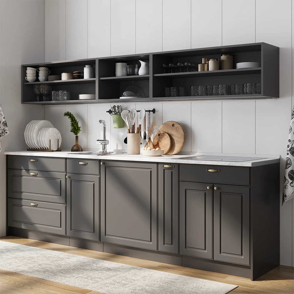 Meuble de cuisine Fame-Line Anthrazit-Gold Landhaus/Anthracite 20cm, PT Marbre Vicco