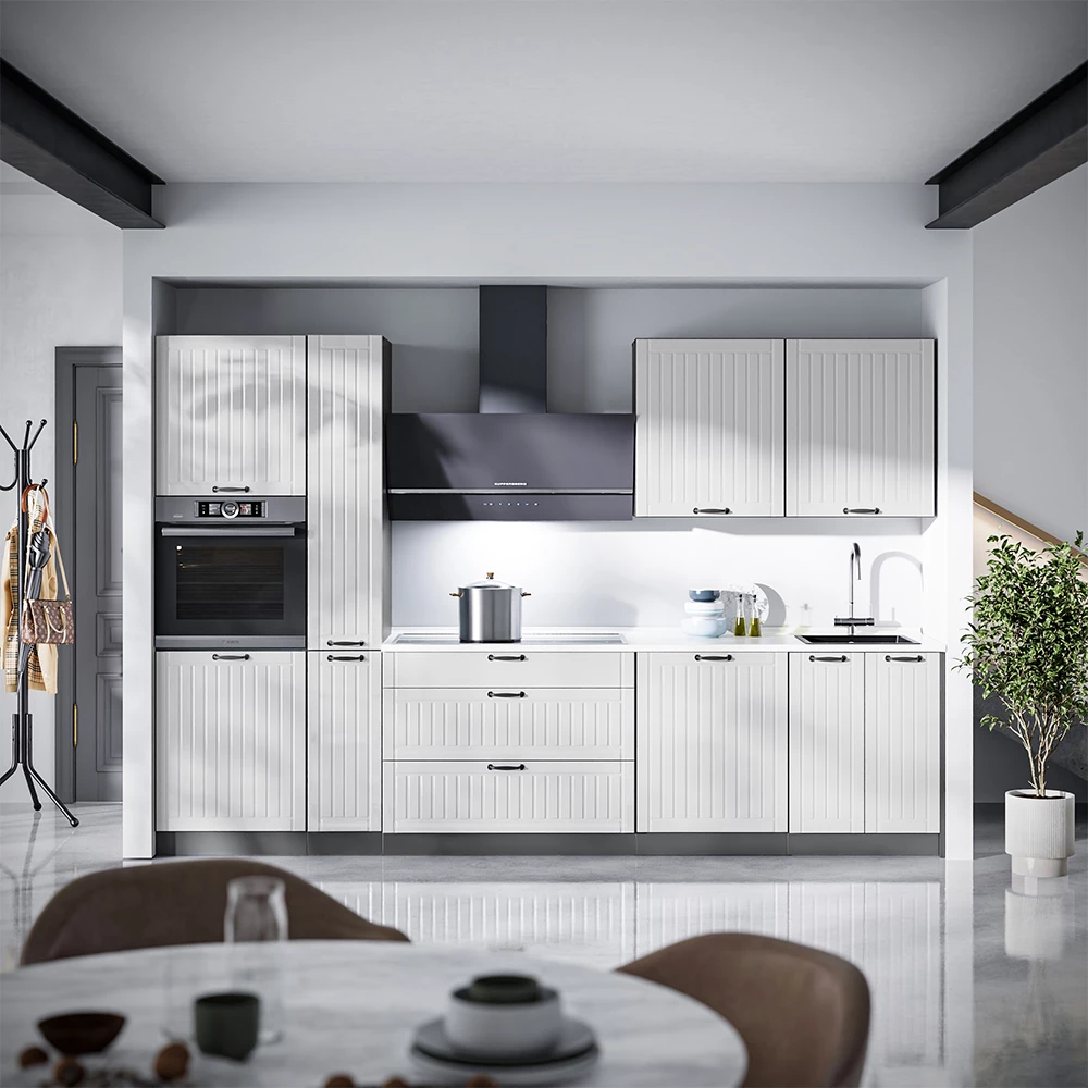 Complete keukeneenheid Fame-Line Wit Landhuis/Antraciet 310 cm zonder werkblad Vicco