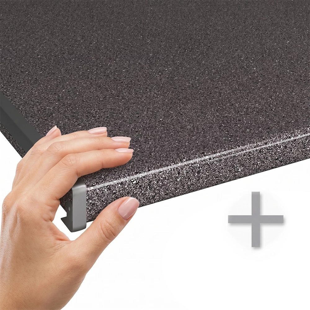 Küchenunterschrank Fame-Line Dunkelgrau/Weiß 60 cm mit Schublade Arbeitsplatte Anthrazit Vicco
