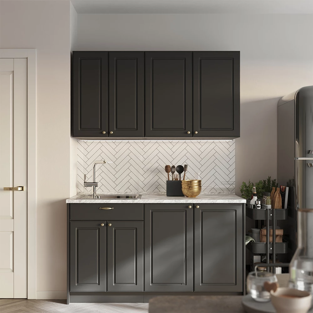 Elément haut de cuisine Fame-Line Anthrazit-Gold Landhaus/Anthracite 80cm Vicco