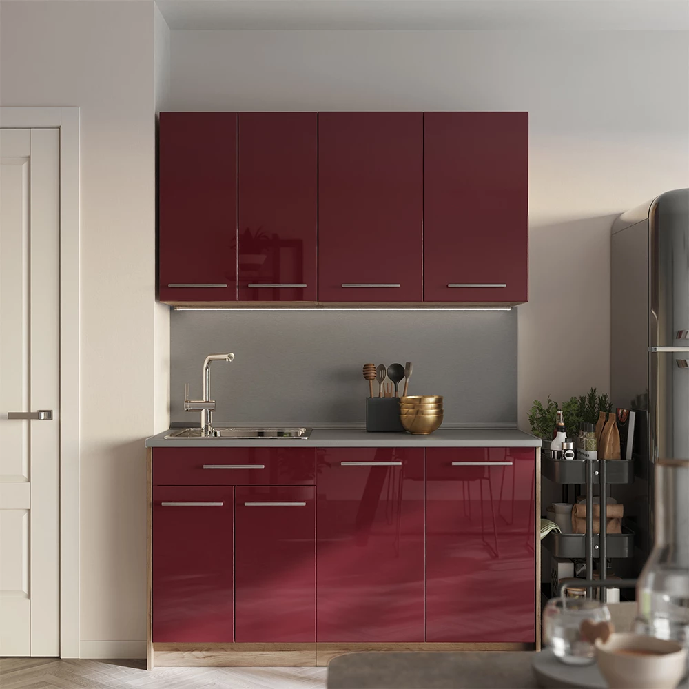 Hangkast Fame-Line Bordeauxrode hoogglans/Goudkleurig Eiken 80 cm Vicco