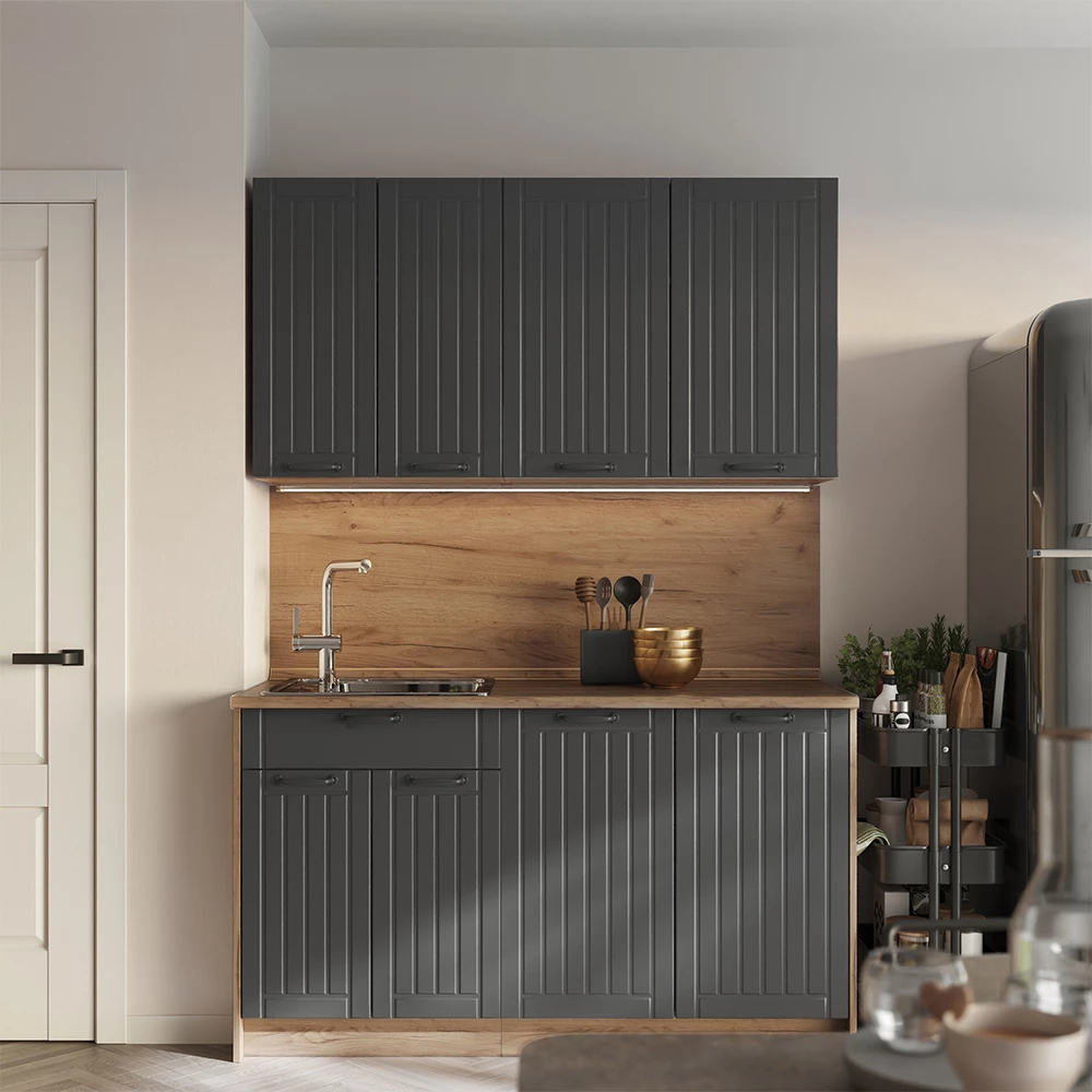 Elément haut de cuisine Fame-Line Gris foncé/Chêne de force doré 80cm Vicco
