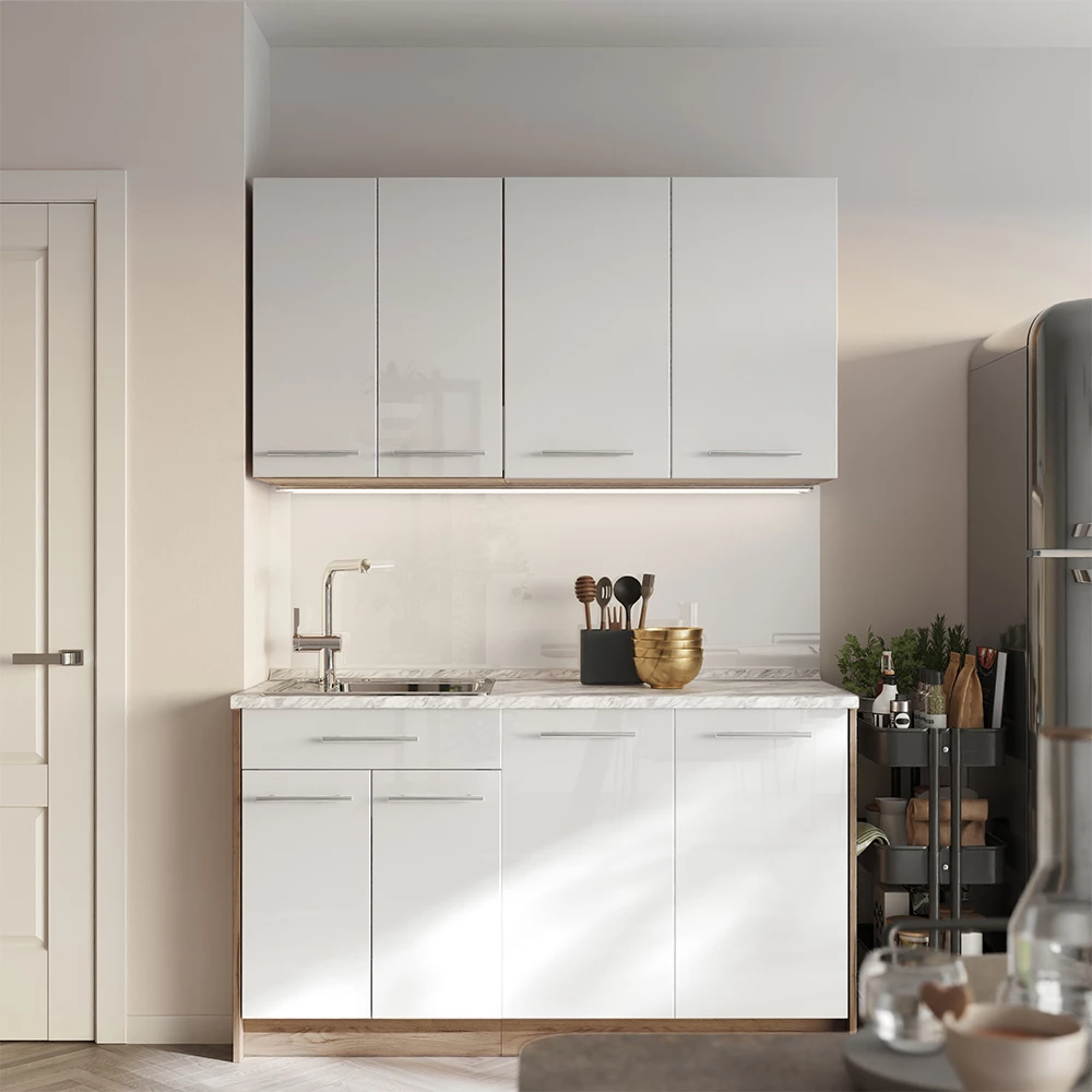 Hängeschrank Fame-Line Weiß Hochglanz/Goldkraft Eiche 80 cm Vicco