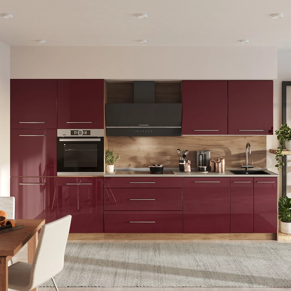 Wastafelkast Fame-Line Bordeauxrode hoogglans/Goudkleurig Eiken 60 cm Vicco