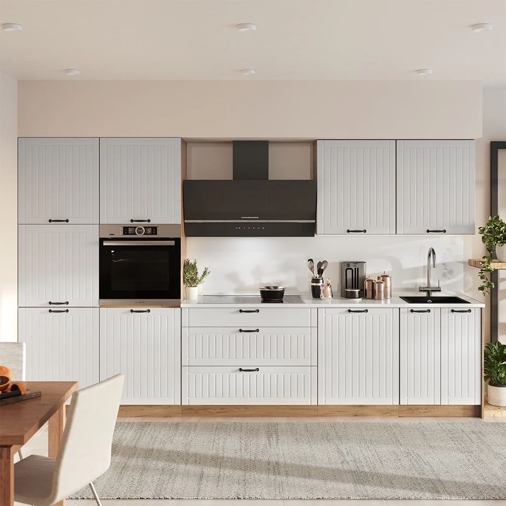 Spülenunterschrank Fame-Line Weiß Landhaus/Goldkraft Eiche 60 cm Arbeitsplatte Marmor Vicco