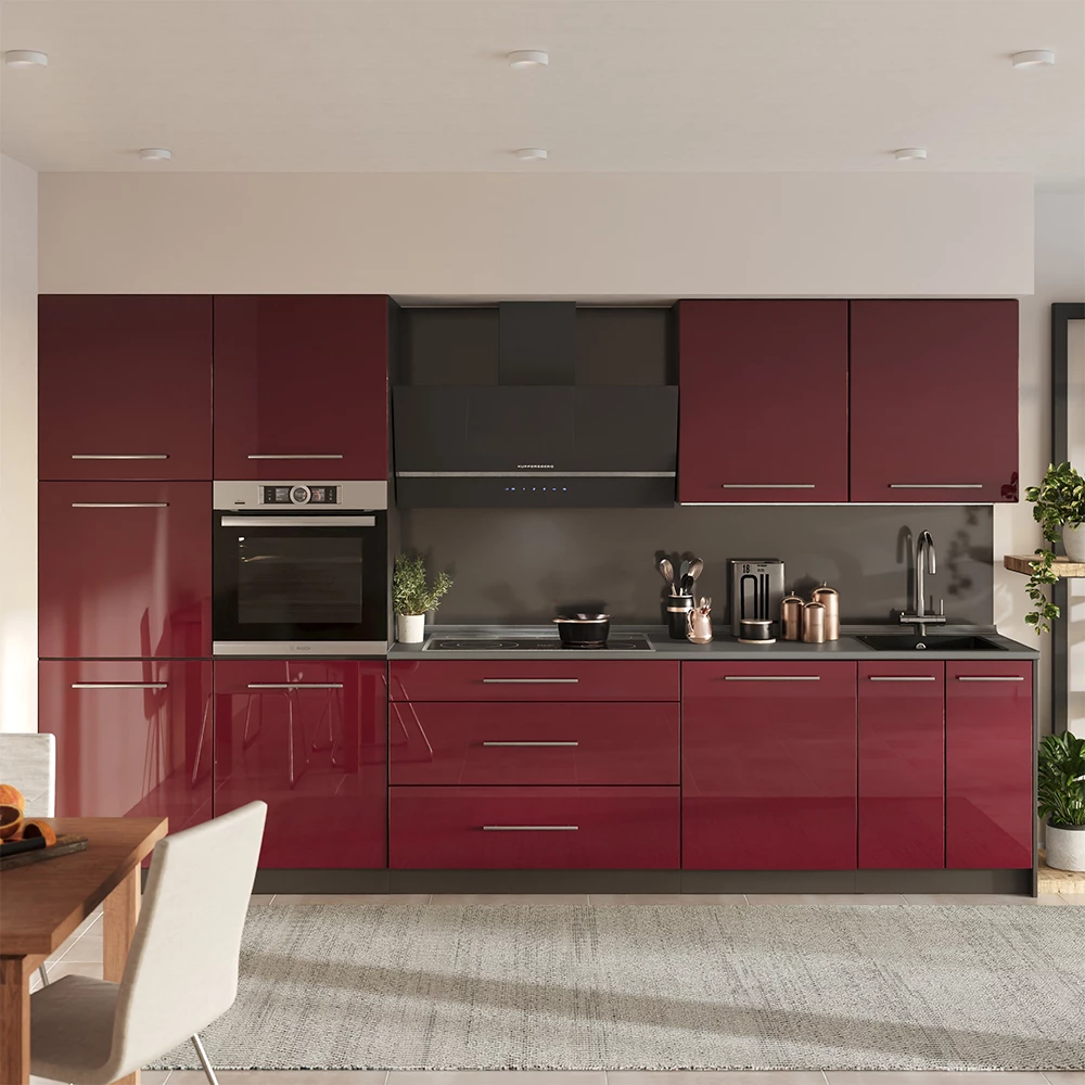 Spülenunterschrank Fame-Line Bordeaux Hochglanz/Anthrazit 60 cm Vicco