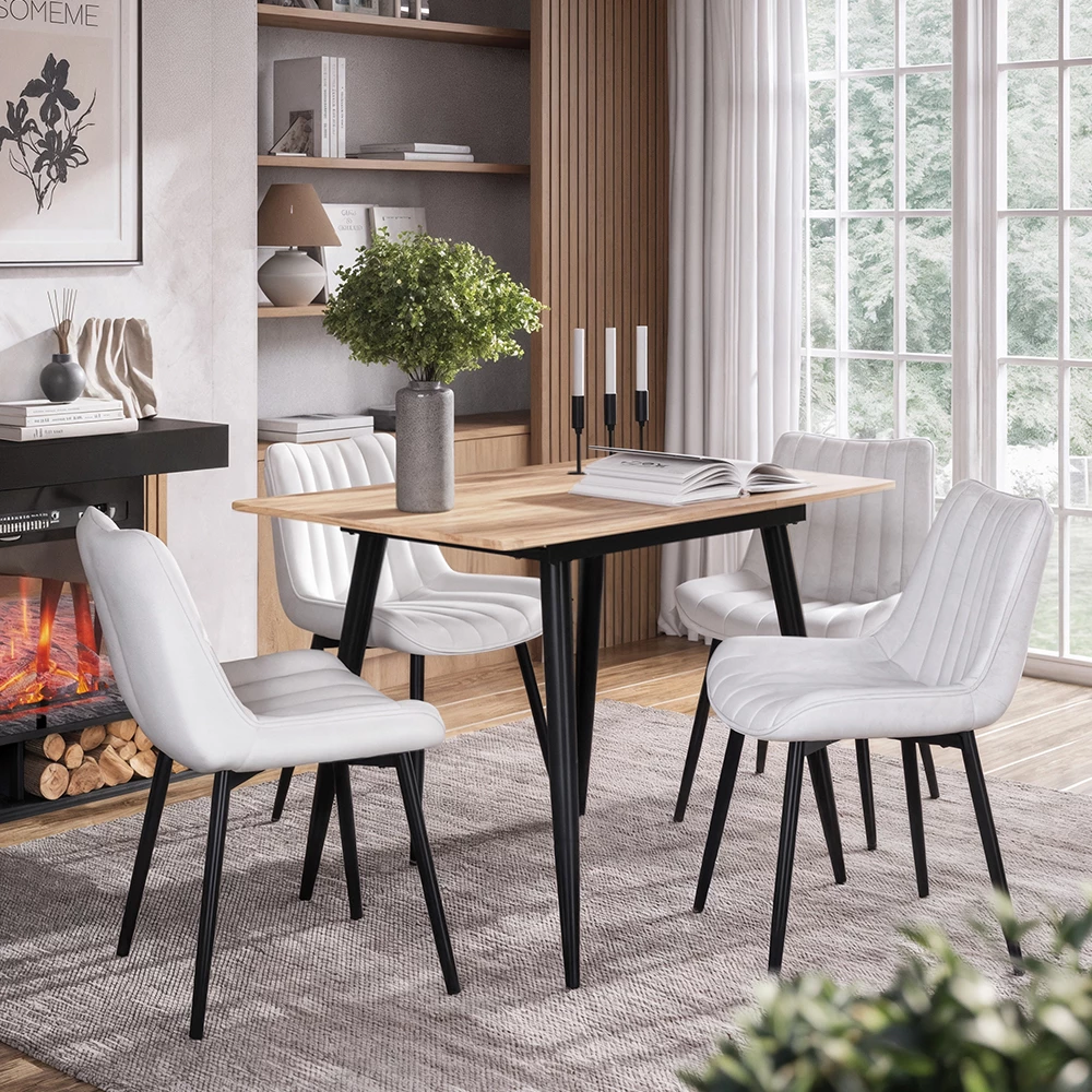 Esszimmerstuhl Ravlo Beige/Schwarz 51 x 57 cm 4er Set Vicco № 34350