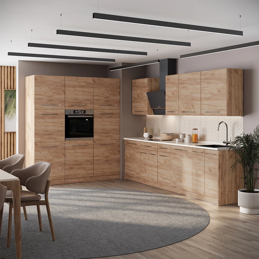 Cucina componibile Fame-Line Rovere dorato/Rovere dorato 460 cm senza piano di lavoro Vicco