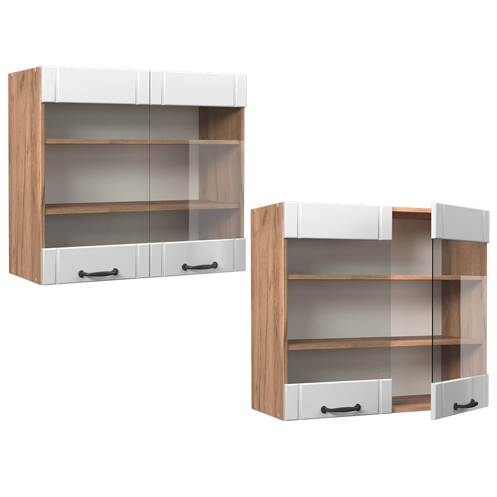 Armoire en verre Fame-Line Blanc campagne 80cm Vicco