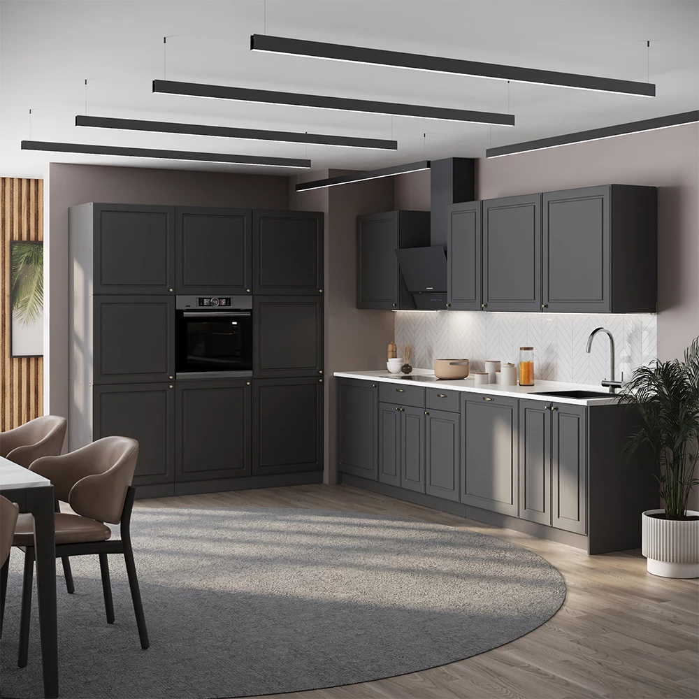 Cucina componibile Fame-Line Oro-antracite country/Antracite 460 cm piano di lavoro Antracite Vicco
