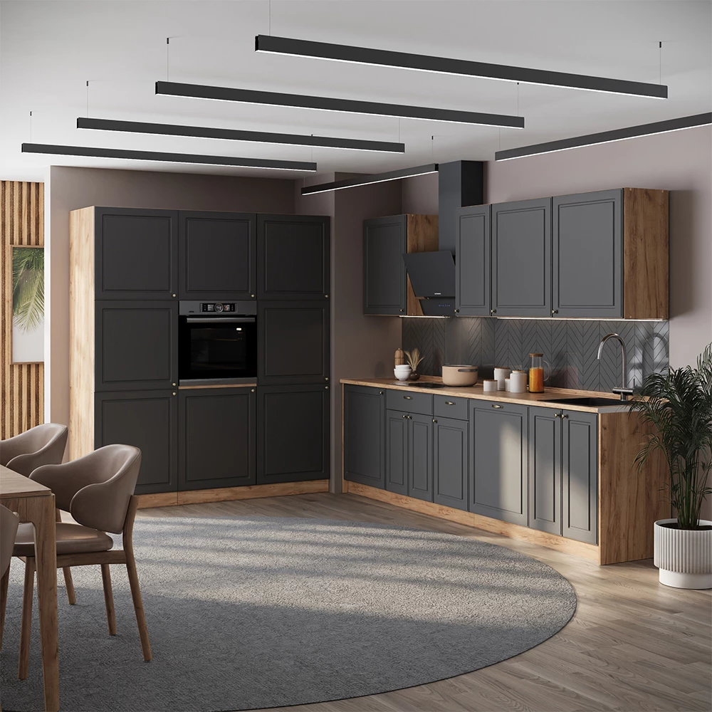 Cucina componibile Fame-Line Oro-antracite country/Rovere dorato 460 cm senza piano di lavoro Vicco