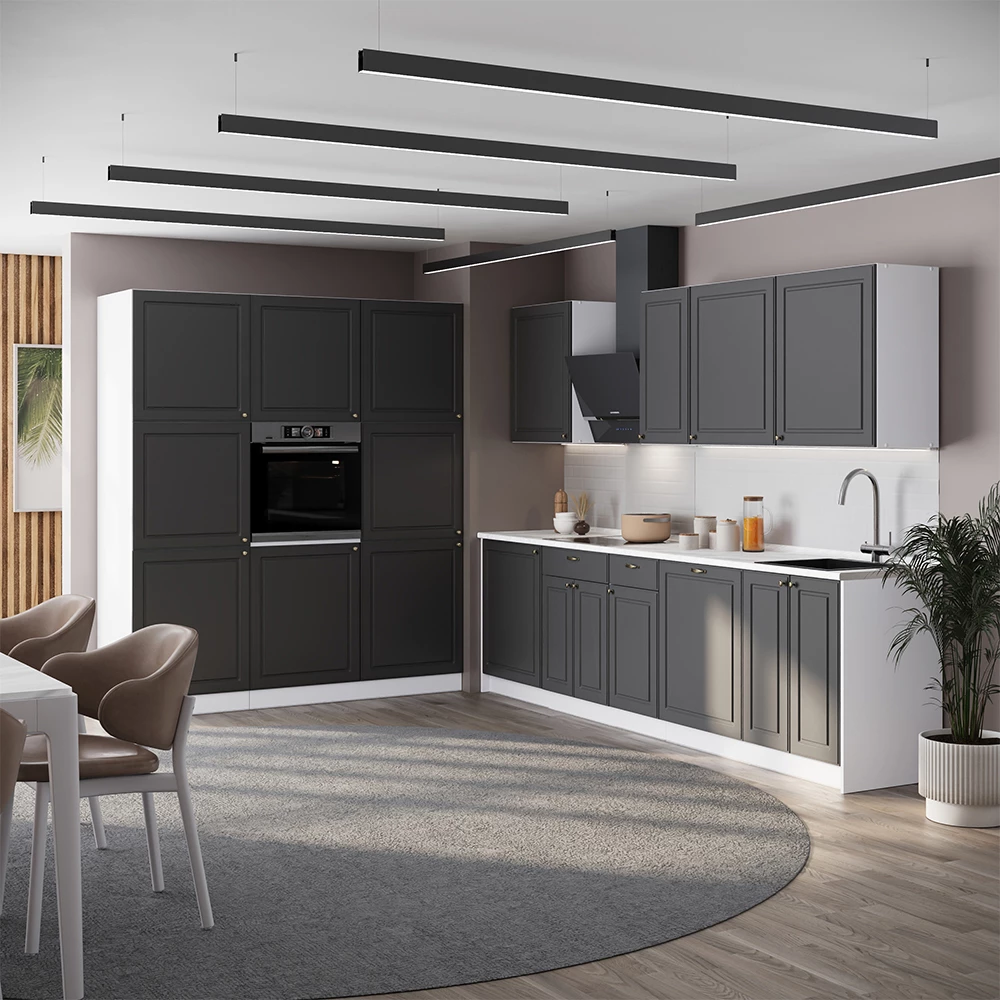 Cucina componibile Fame-Line Oro-antracite country/Bianco 460 cm senza piano di lavoro Vicco